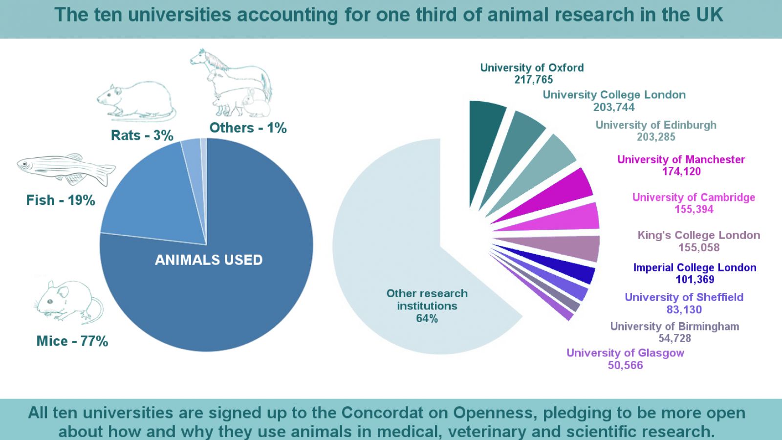 Ten universities account for a third of all animal research in Great Britain in 2016