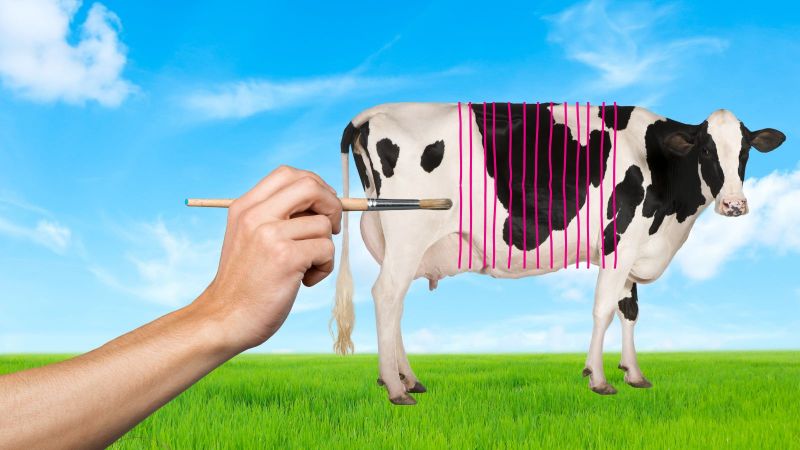 Painting stripes on cows, a natural pest repellent